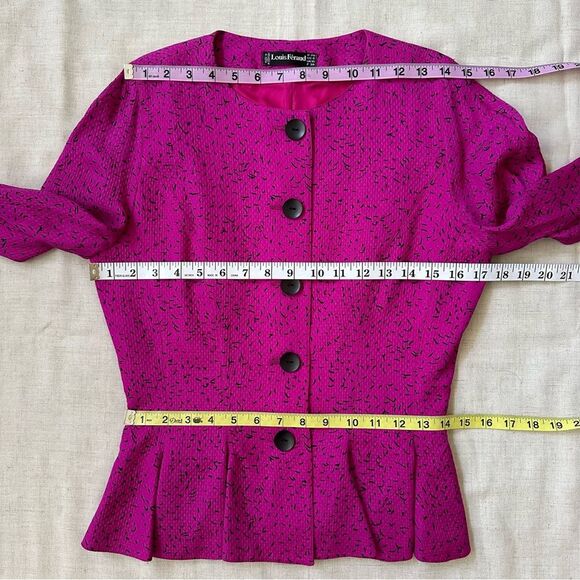 VINTAGE Louis Feraud 2pc Suit Set Pink Peplum Jacket Skirt Sz 6 Statement - Picture 13 of 15